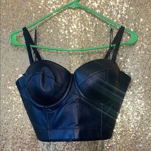 Black Leather Bustier Top